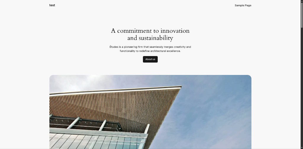 Screenshot of a WordPress website homepage on a custom domain